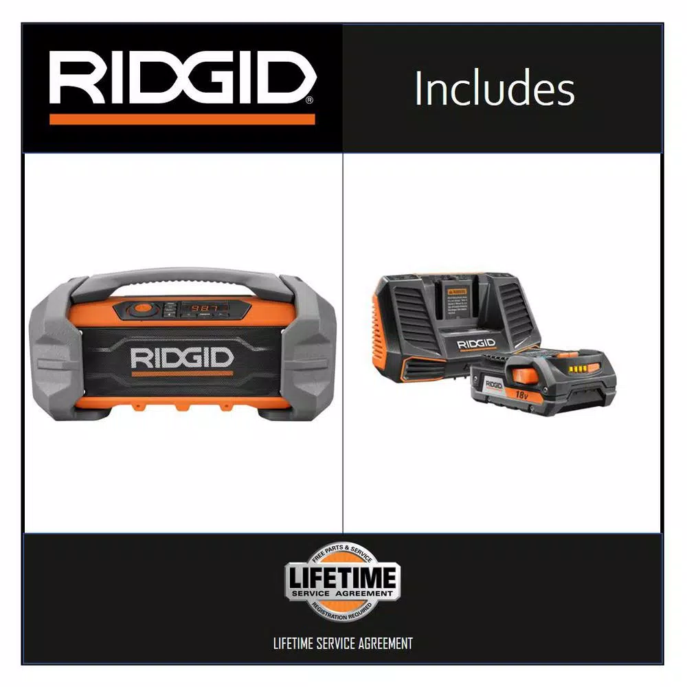 RIDGID 18V Hybrid Jobsite Radio Kit with 2.0 Ah Lithium-Ion Battery and Charger