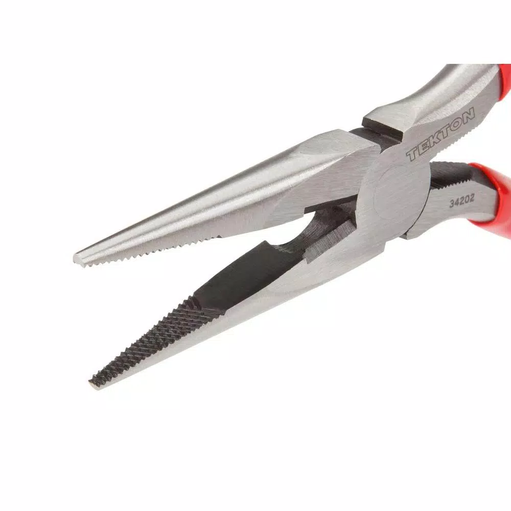 TEKTON 6 in. Long Nose Pliers with Crosscut Teeth and Wire Cutter
