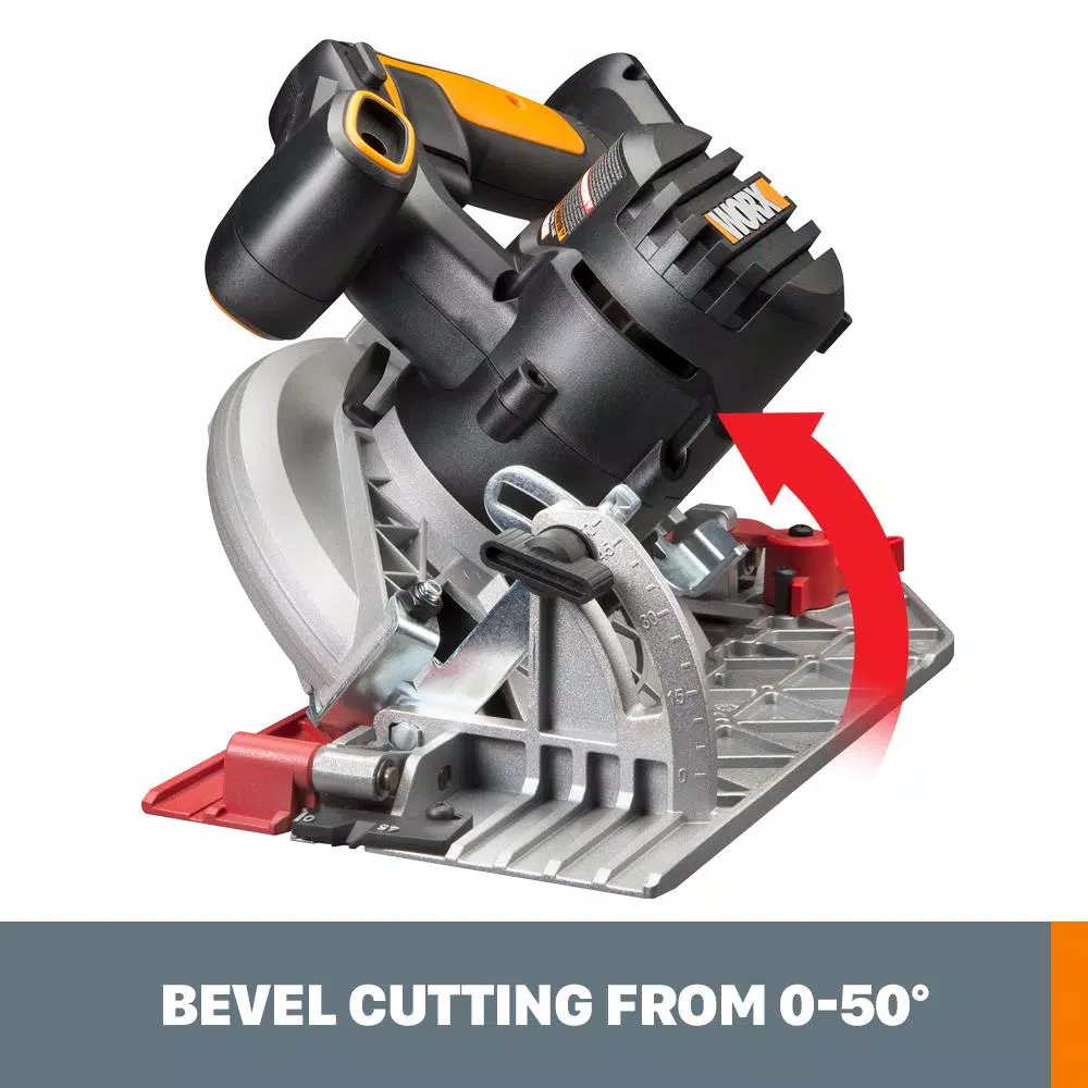 Worx 20V MAX 6-1/2 inch Cordless Circular Saw with ExacTrack, 2.0Ah Battery and Charger Included