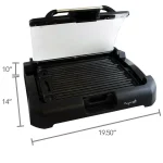 MegaChef 165 sq. in. Reversible Indoor Grill and Griddle with Removable Glass Lid, Black thumbnail 2
