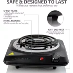 Ovente BGC101 1000W Electric Single Coil Burner Hot Plate, 6-Inch Heating Surface, Black thumbnail 3