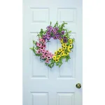Worth Imports 20 in. Mixed Daisy Silk Flower Wreath - Pink, Purple, and Yellow thumbnail 2