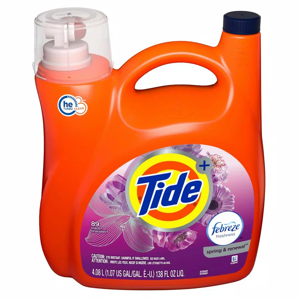 Tide Plus Febreze Spring and Renewal High Efficiency Liquid Laundry Detergent, 138 oz (89 Loads)