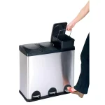 Step N' Sort 16 Gallon 3-Compartment Stainless Steel Trash and Recycling Bin thumbnail 2