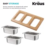 KRAUS Workstation Kitchen Sink Accessory Set: Bamboo Serving Board & 3 Stainless Steel Prep Bowls thumbnail 11