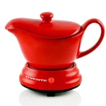 Ovente 16 oz. Red Electric Gravy Warmer with Detachable Ceramic Boat thumbnail 1