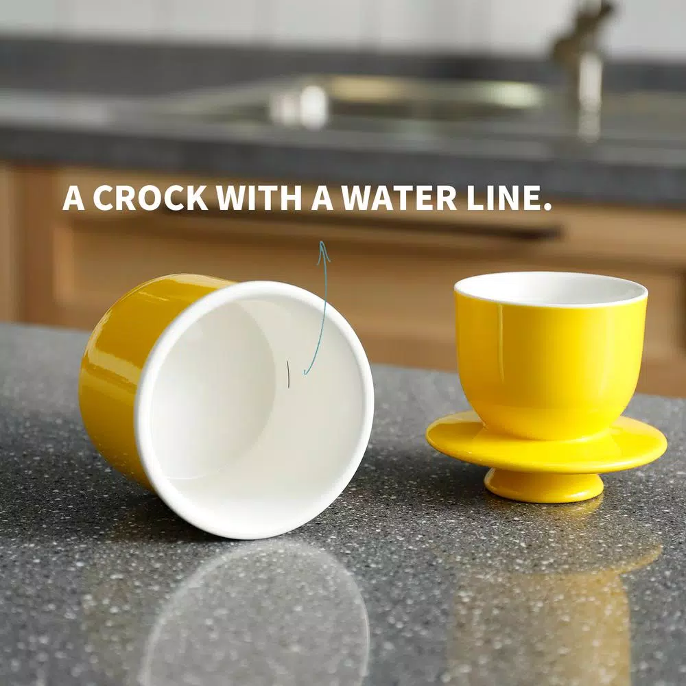 Sweese French Butter Crock - Porcelain Butter Keeper Dish for Fresh & Soft Butter, Yellow