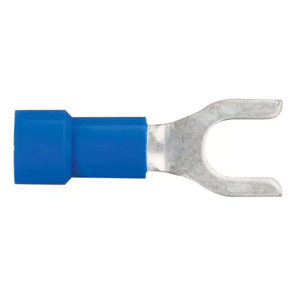CURT Spade Wire Terminals, 16-14 Gauge, #10 Stud Size, Blue, 100-Pack