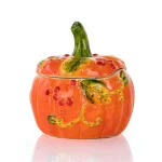 Gibson Home Stoneware Pumpkin Cookie Jar with Lid, Orange thumbnail 3