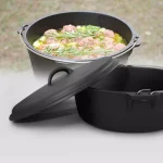 ExcelSteel 6 qt. Round Cast Iron Dutch Oven with Lid, Black thumbnail 5