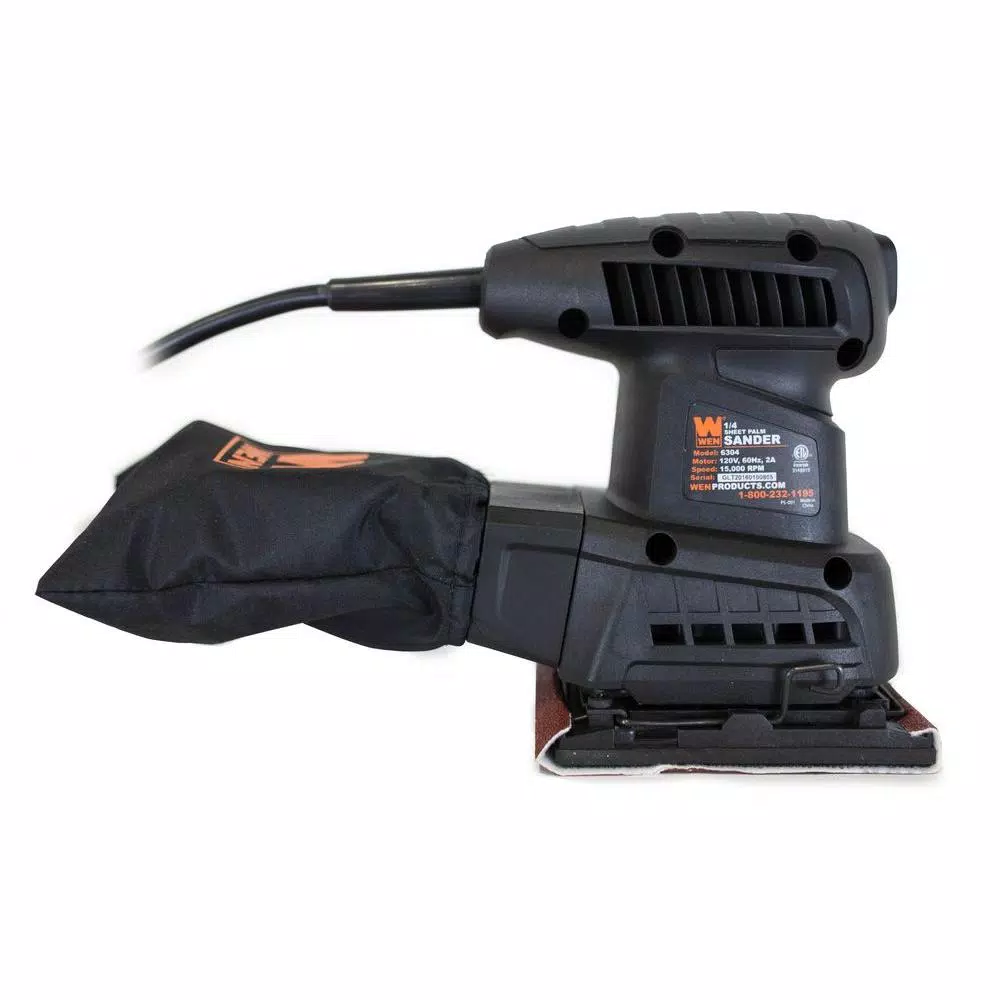 WEN 1/4 Sheet Orbital Palm Sander, 2 Amp, 15,000 OPM