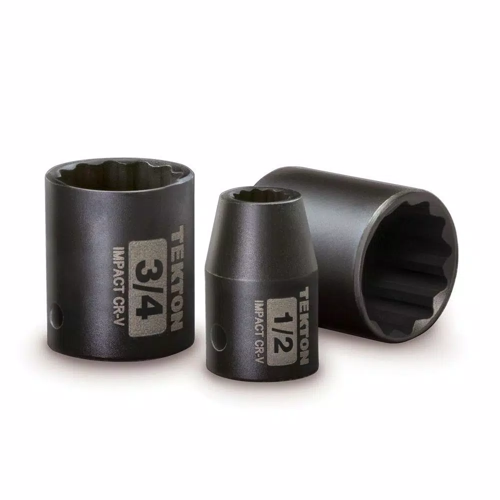 TEKTON 1/2 in. Drive 12-Point Shallow Impact Socket Set, 3/8-1-1/4 in. SAE, 14-Piece