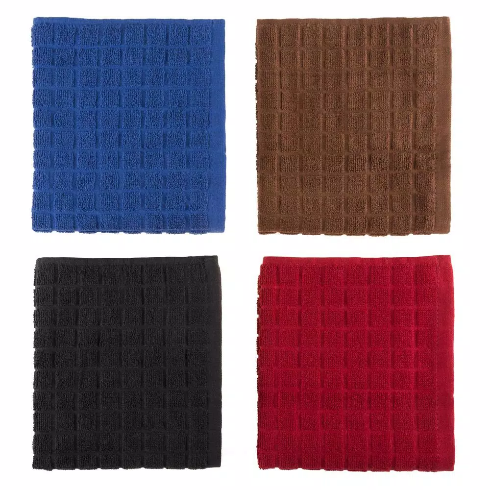 Lavish Home 16-Pack Windowpane Pattern Cotton Kitchen Towels - Multi-Color Set