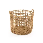 Zentique Large Round Handwoven Water Hyacinth Wicker Basket with Handles thumbnail 1
