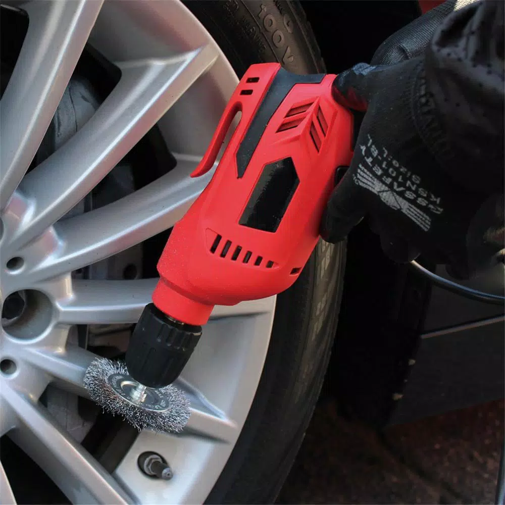 Boyel Living 5 Amp Corded 3/8 in. Power Drill Driver, Reversible with Lock-On Button, Red