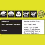 RYOBI ONE+ 18V Lithium-Ion 22 in. Cordless Hedge Trimmer with 1.5 Ah Battery and Charger Included thumbnail 6