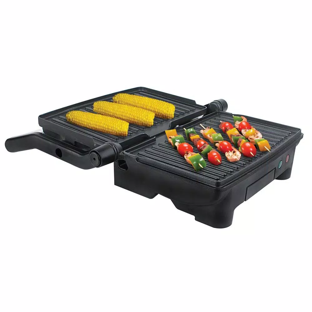 PREMIUM 1000W 2-Slice Panini Press and Indoor Grill with Removable Non-Stick Plates, Black