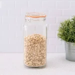 Unbranded X-Large 47 oz. Glass Pickling Jar with Steel Bail Lid and Orange Rubber Gasket thumbnail 1