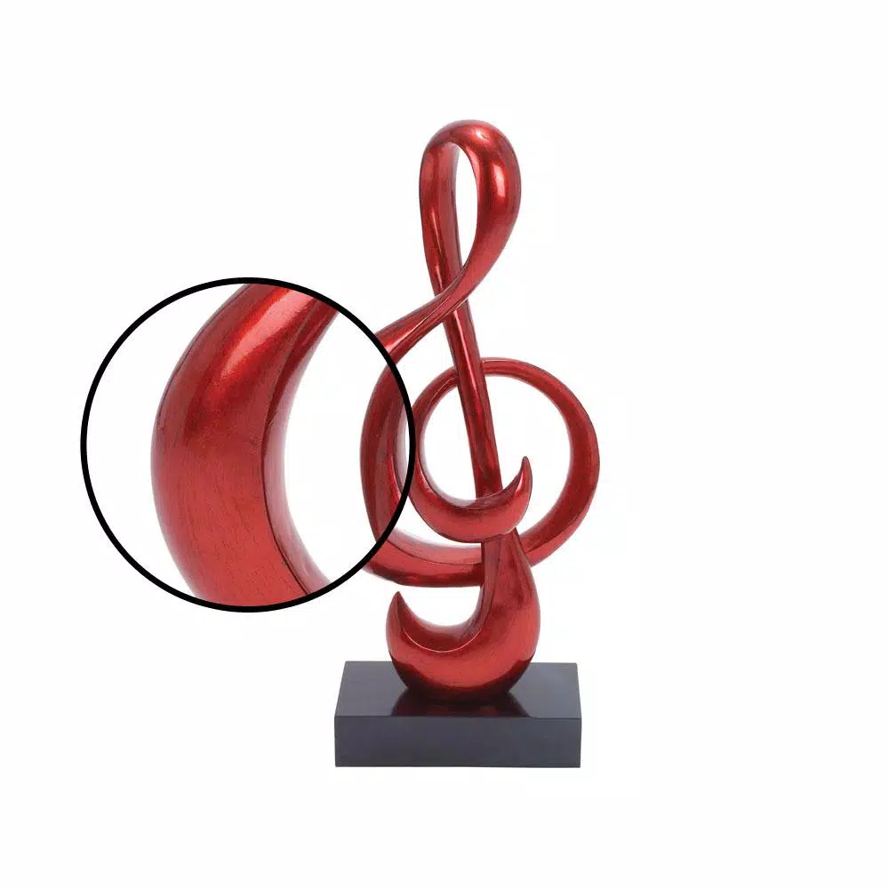 LITTON LANE Abstract Red Treble Clef Musical Symbol Sculpture - Polystone & Fiberglass Statuary