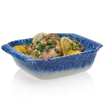 Libbey Artisan Square Stoneware Bake Dish, 2qt Ceramic Baker, Blue and White thumbnail 1