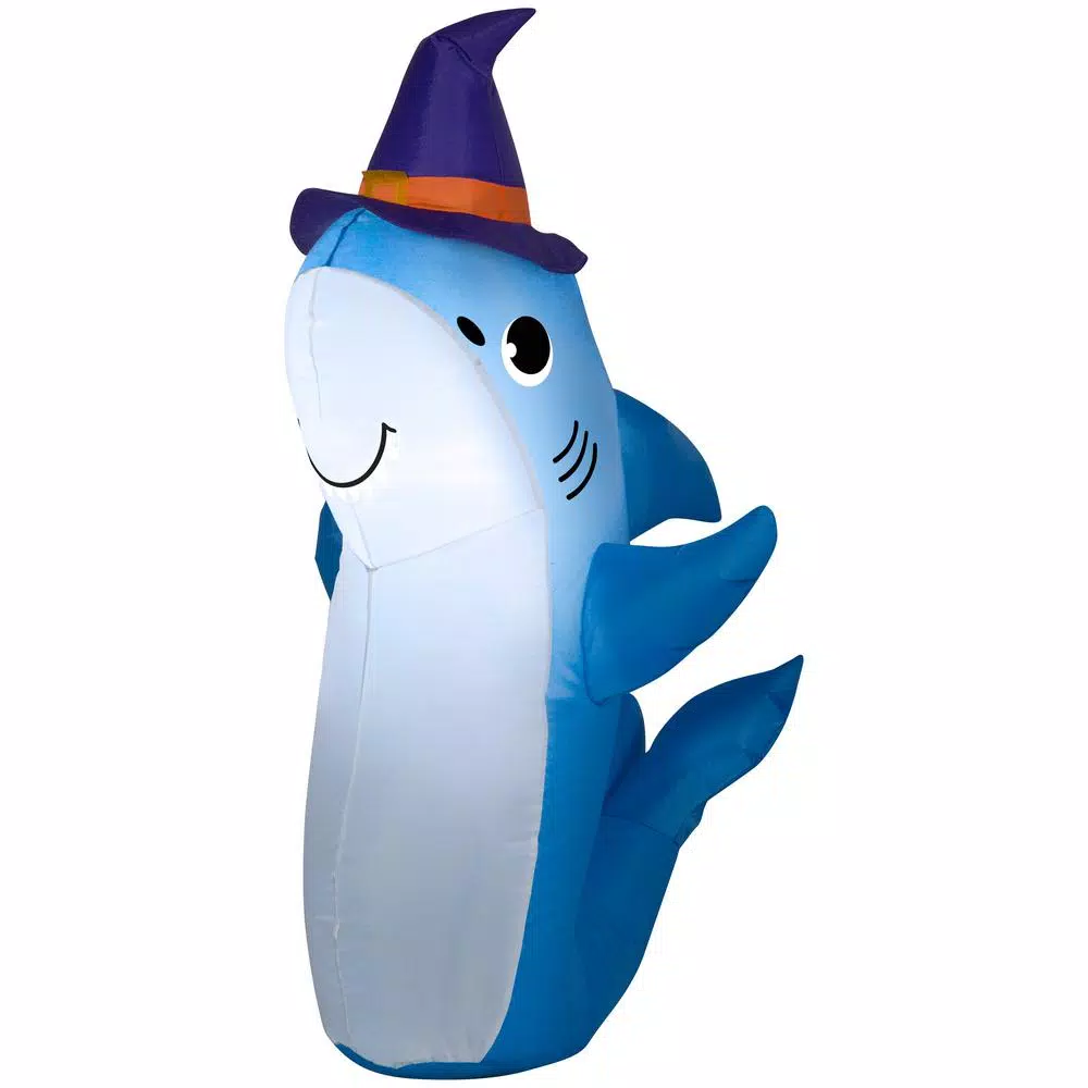 Gemmy 3.5 ft. Shark with Witch Hat Halloween Inflatable Air Blown Decor