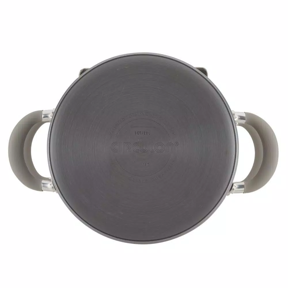 Circulon Elementum 3 Qt. Hard-Anodized Nonstick Covered Multipot with Steamer Insert, Oyster Gray