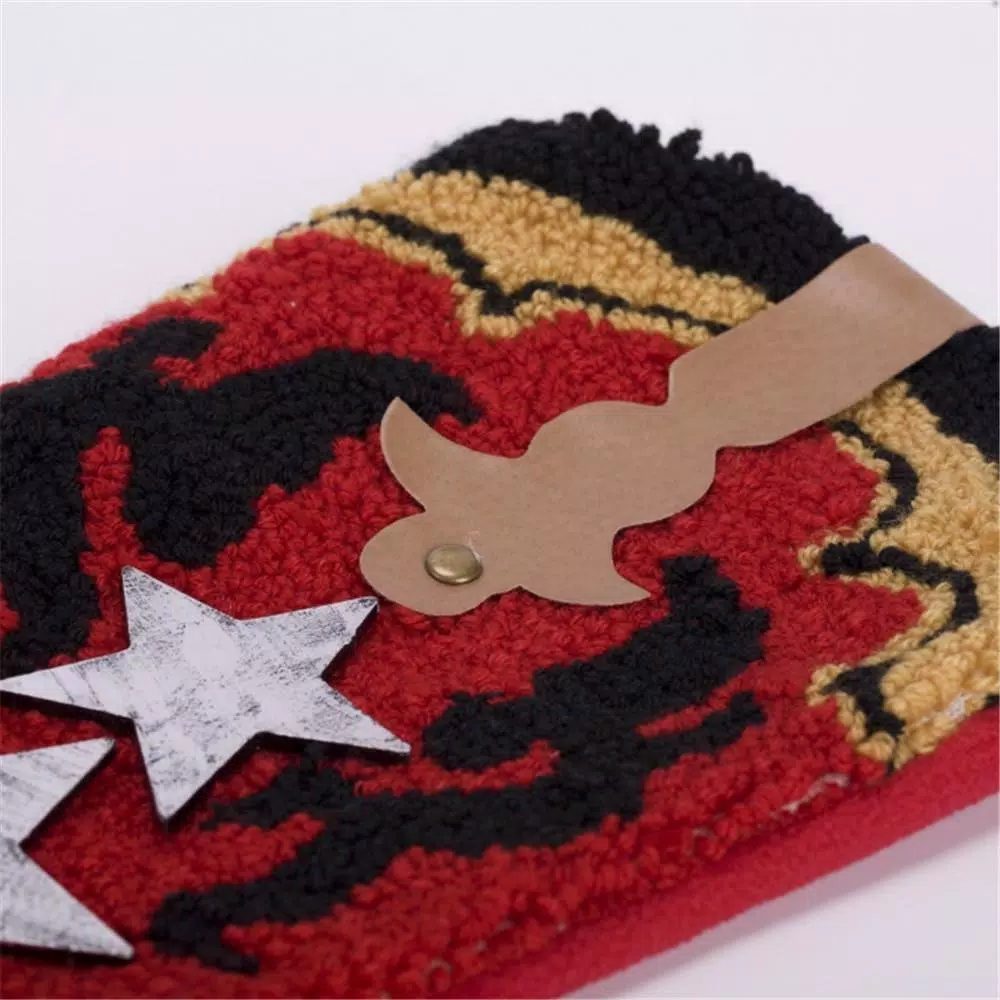 Glitzhome Red Cowboy Boot Christmas Stocking with Decorative Stars and Strap Detailing