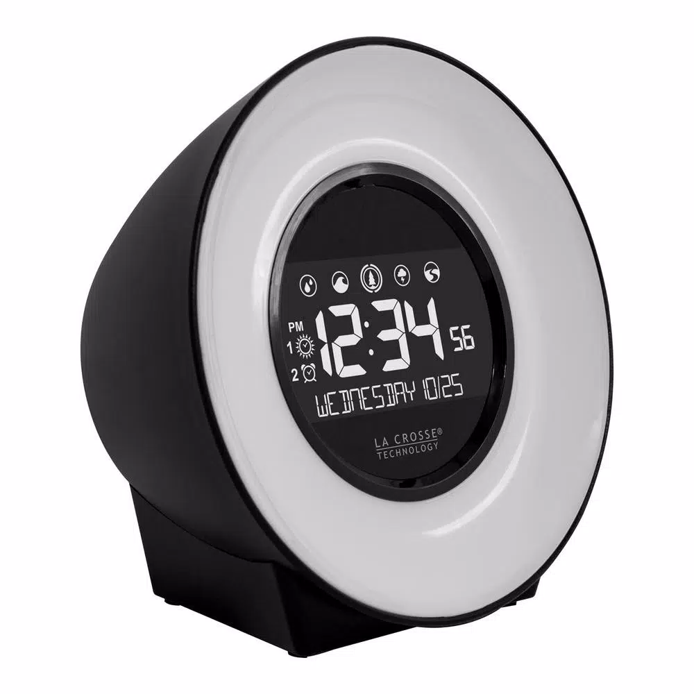 La Crosse Technology Color Mood Light Alarm Clock with Nature Sounds and USB Charging Port