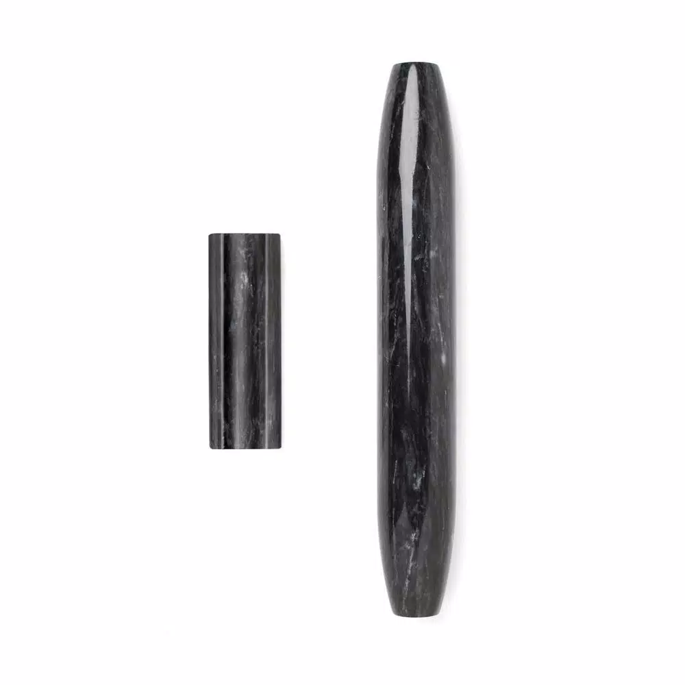 Fox Run 12 in. Black Marble Tapered French Rolling Pin with Base