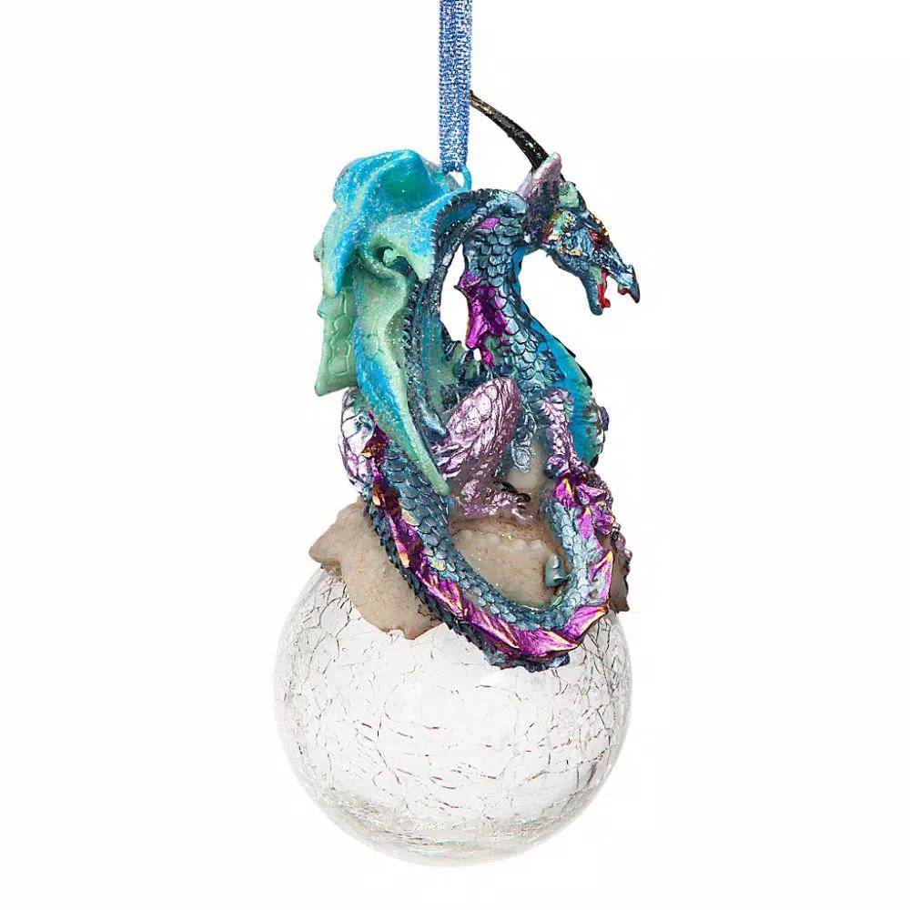 Design Toscano Frost the Gothic Dragon Holiday Ornament Set, 3-Piece