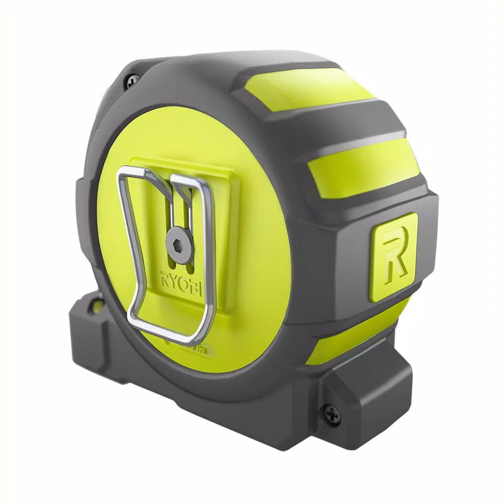 RYOBI 25 ft. Tape Measure with Overmold Housing and Wireform Belt Clip