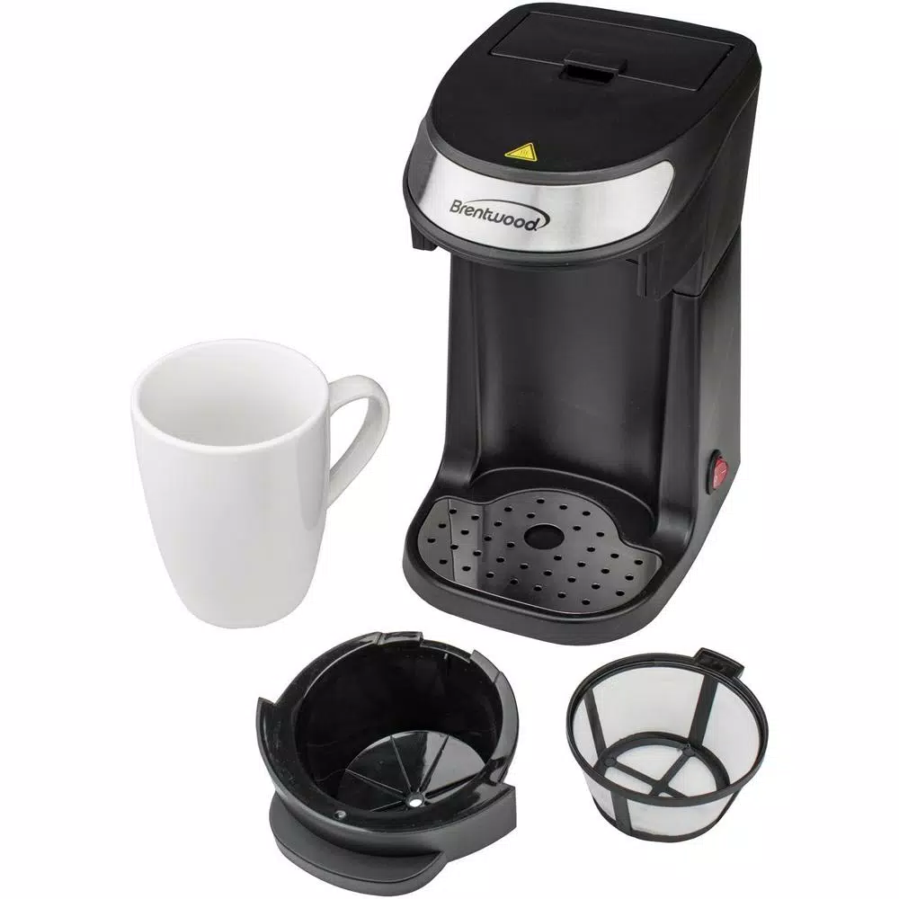 Brentwood Appliances TS-111BK Single Serve Coffee Maker with 12 oz. Porcelain Mug, Black