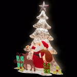 National Tree Company 16 in. Lighted Tree Santa Scene Handcrafted Metal Holiday Decoration thumbnail 1