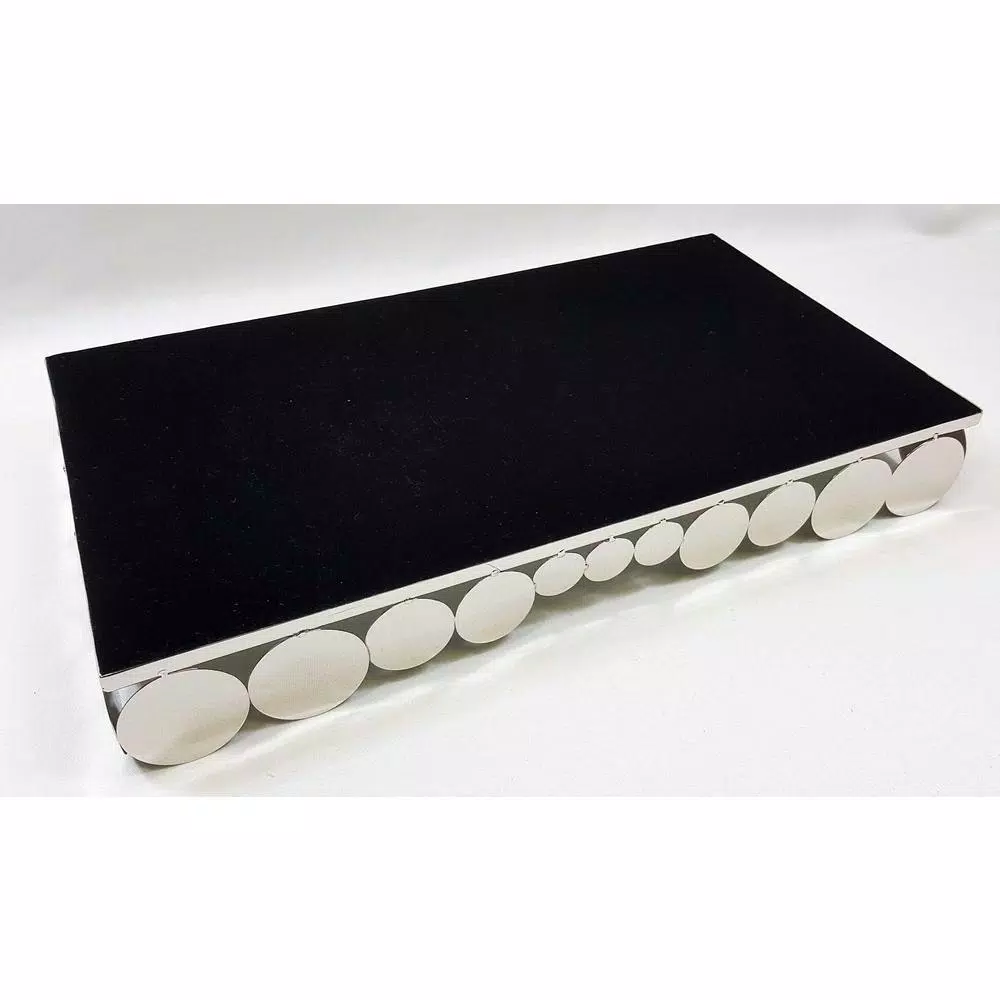 Elegance 19 x 11.5 in. Rectangular Mirror Serving Tray with Chrome Steel Frame
