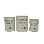 3R Studios Rustic Metal Flower Market Buckets with Handles, Set of 3, Grey Farmhouse Decor thumbnail 1