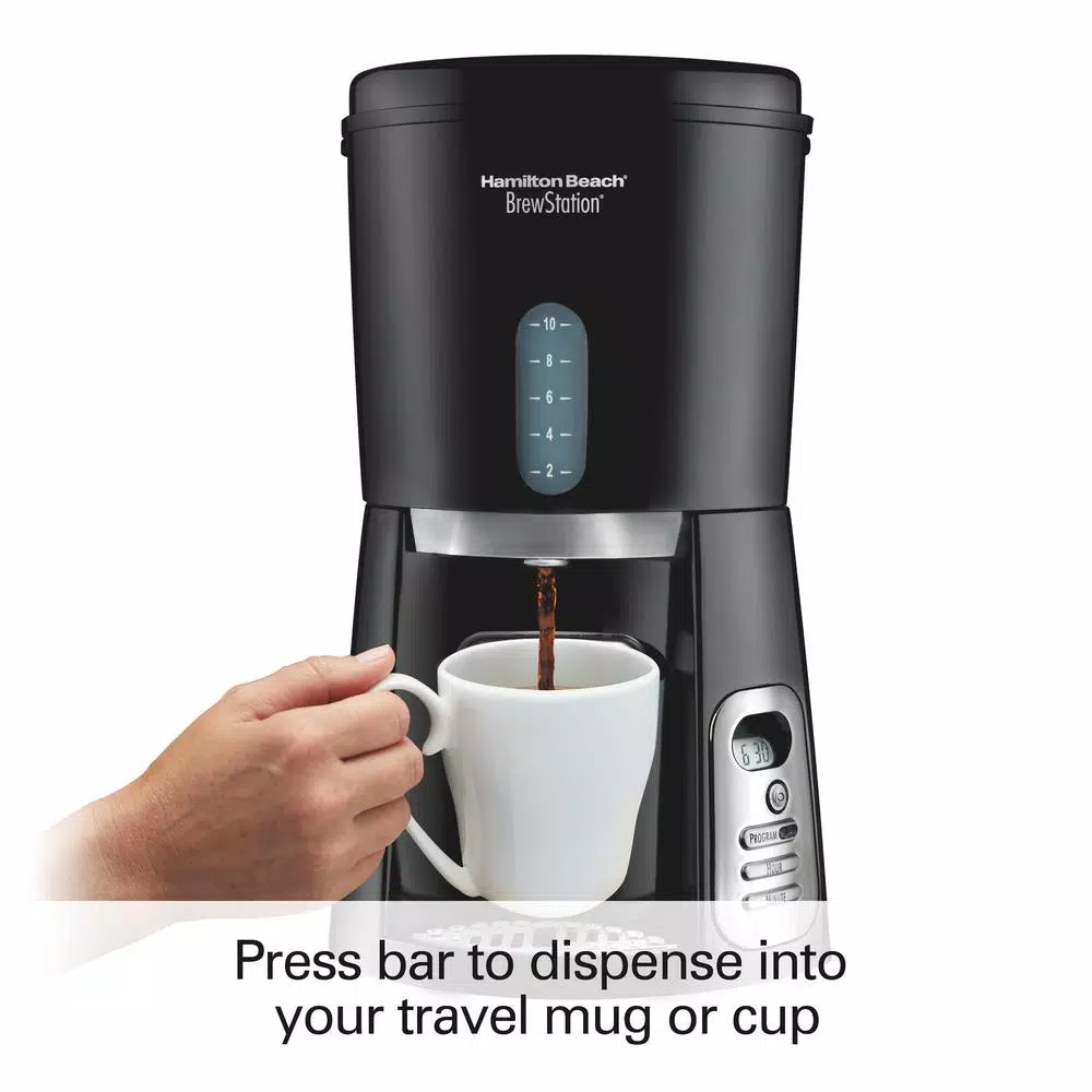 Hamilton Beach BrewStation 10-Cup Drip Coffee Maker with Internal Tank, Black