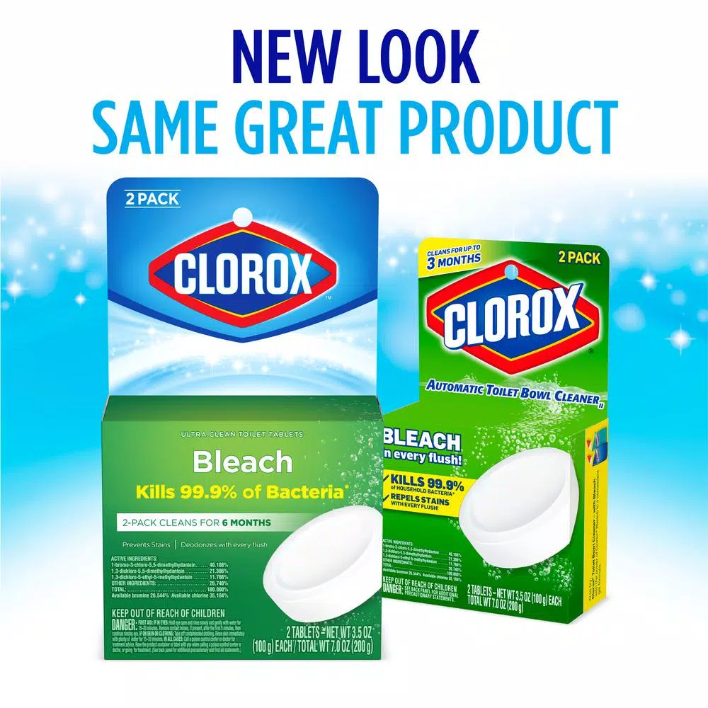 Clorox Ultra Clean Automatic Toilet Tablets with Bleach, 3.5 oz (2-Pack)
