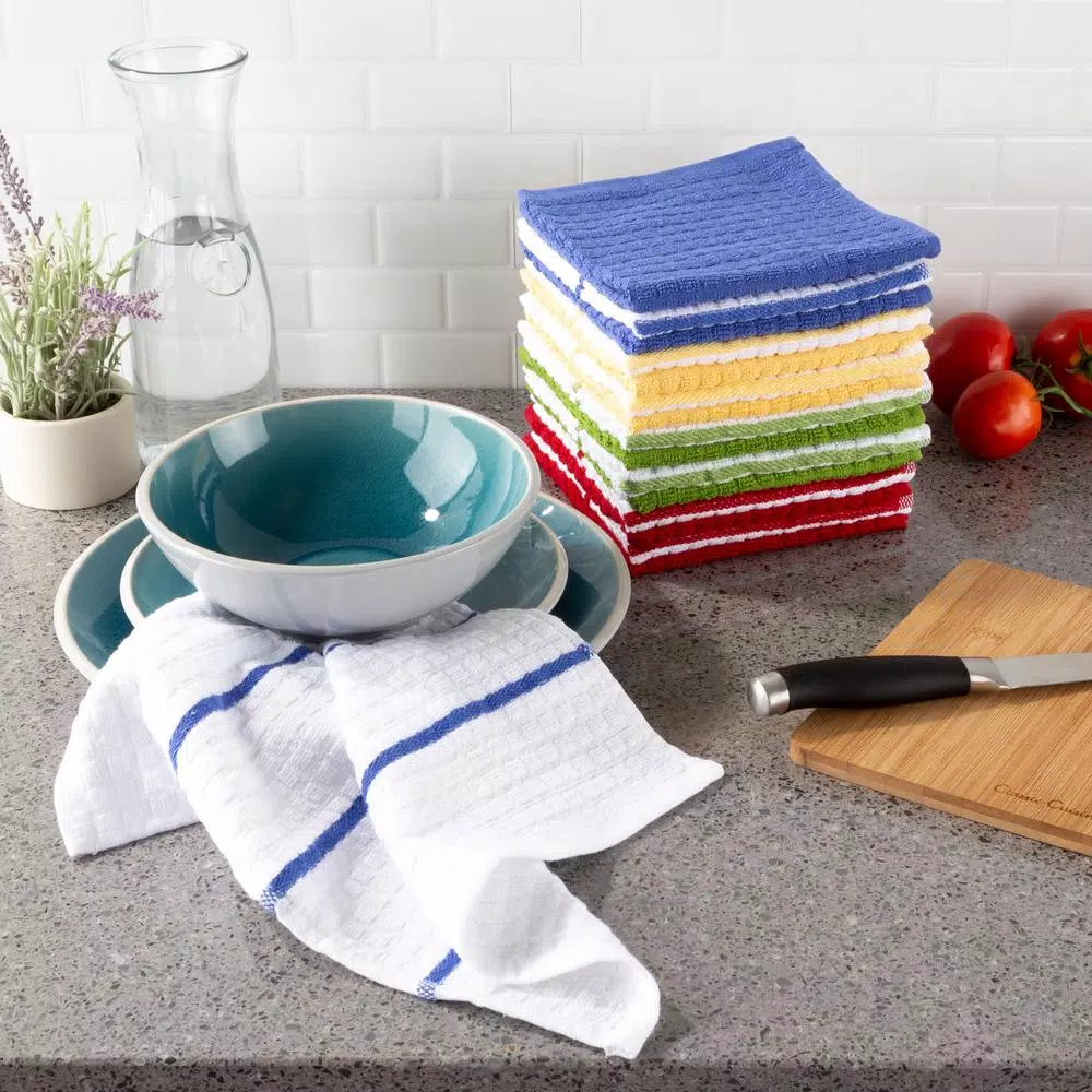 Unbranded Weymouth Home 16-Piece 100% Cotton Waffle Weave Kitchen Dish Cloth Set