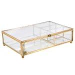 Home Details Vintage 4-Compartment Gold Glass Keepsake Box thumbnail 4