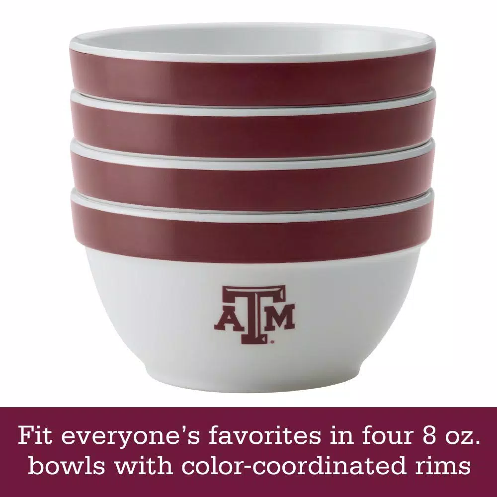 College Kitchen Collection Texas A&M Aggies 4-Piece Party Bowl Set, Maroon, 8 oz