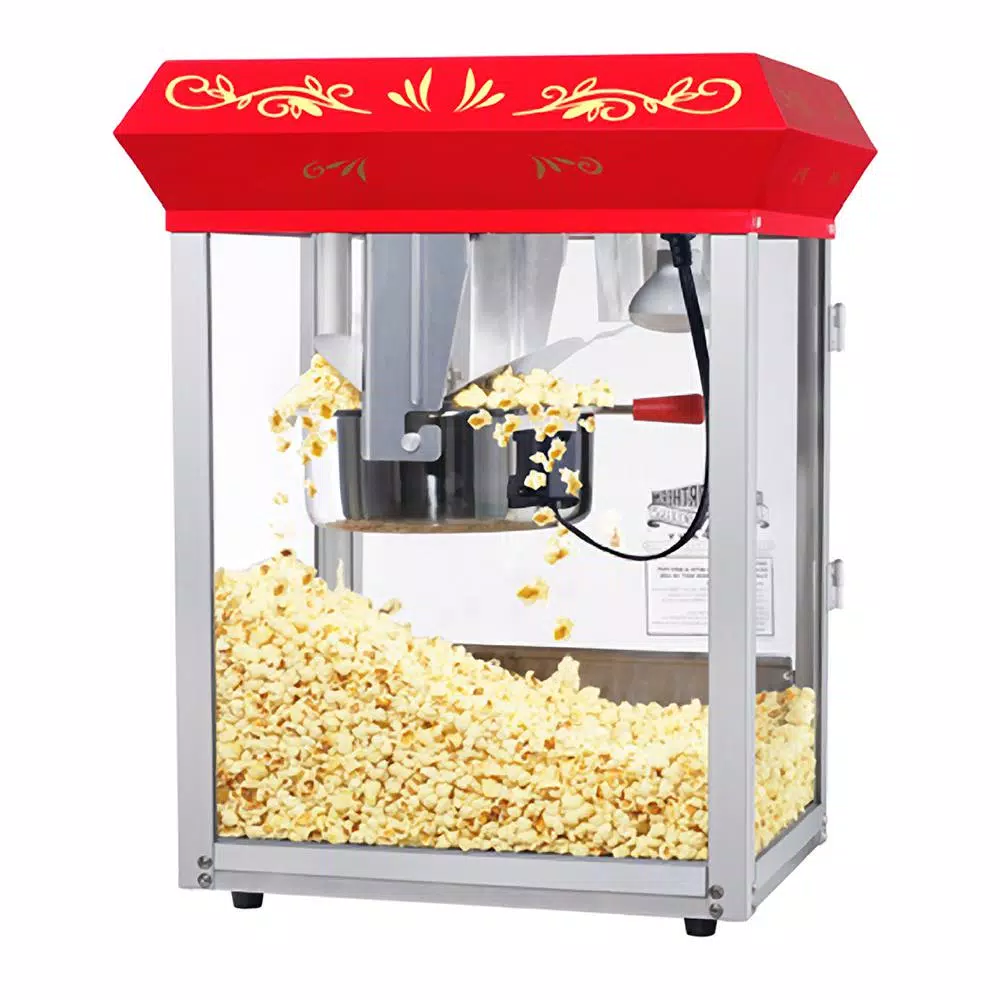 Great Northern Foundation 8 oz. Red Countertop Popcorn Machine with Whisper Quiet Motor