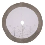 Glitzhome 48 in. White Faux Fur Christmas Tree Skirt with Grey Edge thumbnail 1