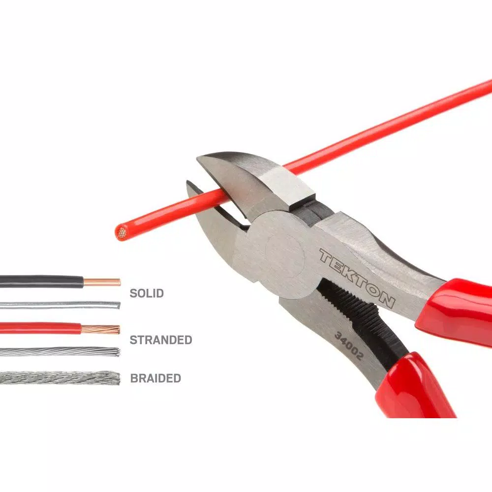 TEKTON 3-Piece Plier Set: Slip Joint, Long Nose, and Diagonal Cutting Pliers