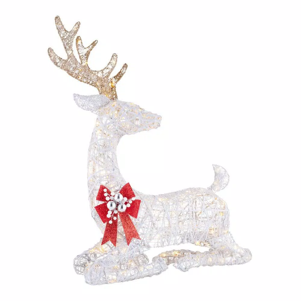 Home Accents Holiday 3.5 ft Polar Wishes White LED Lying Deer Yard Decoration