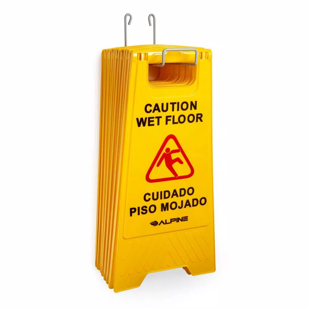 Alpine Industries Steel Wet Floor Sign Holder, Silver Powder-Coated