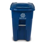 Toter 48 Gallon Blue Rollout Recycling Container with Attached Hinged Lid thumbnail 3