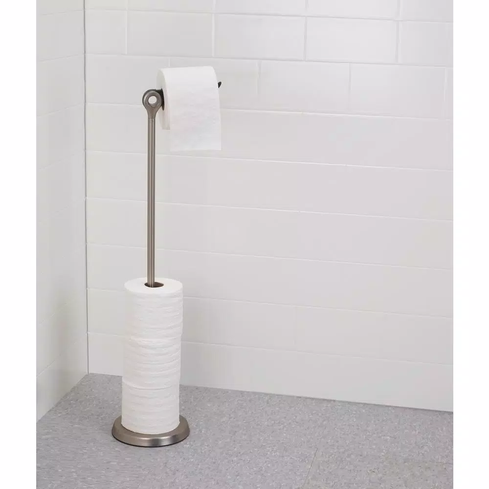 Umbra Tucan Freestanding Toilet Paper Holder with Reserve, Brushed Nickel