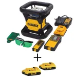 DEWALT 20V MAX Green Beam Self-Leveling Rotary Laser Level Kit with (3) 2Ah Batteries & TSTAK Case thumbnail 1