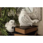 LITTON LANE 8 in. x 12 in. Decorative Bird Sculptures in Distressed White Polystone (Set of 2) thumbnail 1