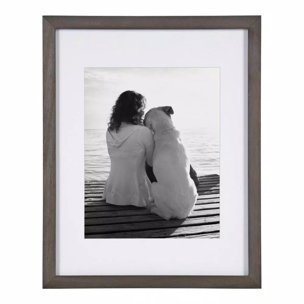 DesignOvation Gallery Wood Photo Frame Set, 4-Pack, Gray, 11x14 matted to 8x10